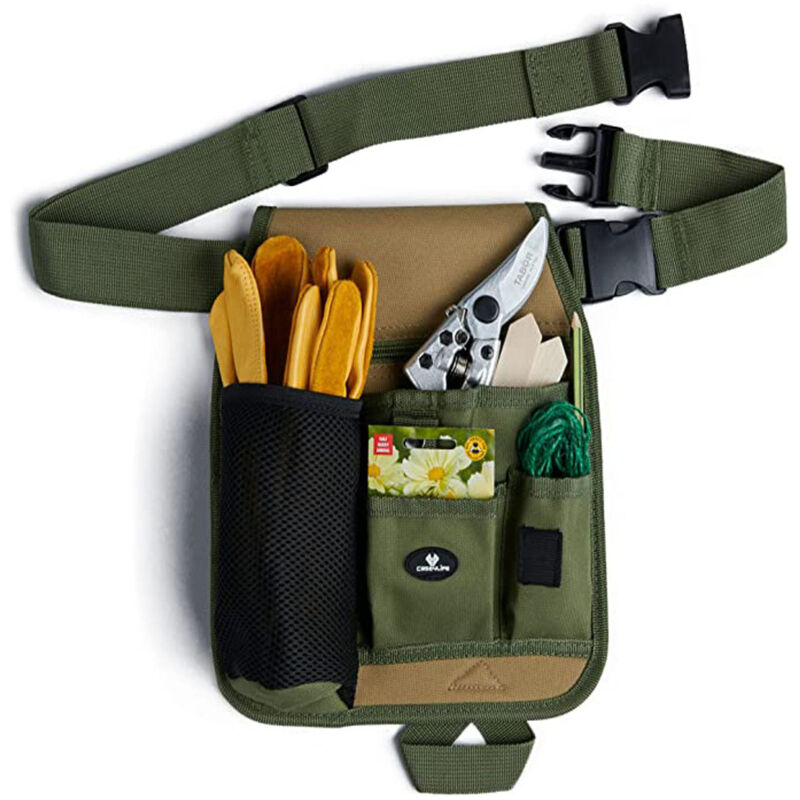 foto del prodotto bebusingoto borsa portautensili in pelle con cintura scomparti, tasca per chiodi, tasca per coltello, porta martello e porta metro a nastro