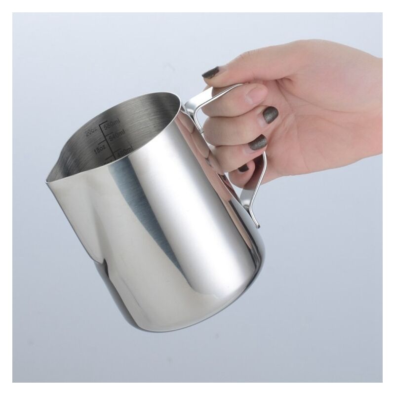 foto del prodotto bebusingoto brocca per latte in acciaio inossidabile, 600 ml, brocca per latte da caff portatile, tazza con graduazione, caraffe per latte per