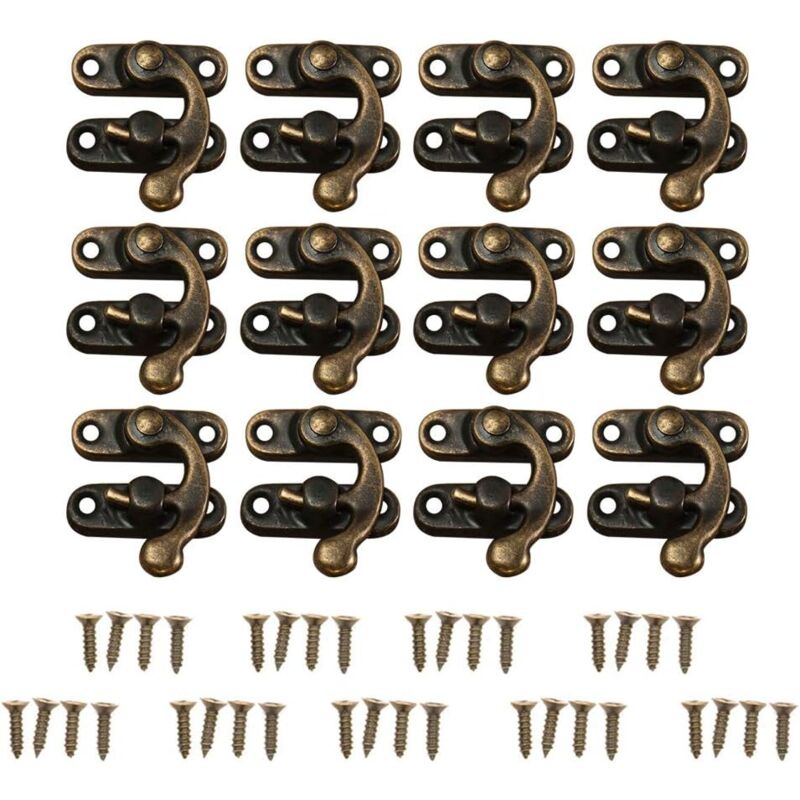 foto del prodotto bebusingoto bronzo 12 chiusure distanziatrici dal design vintage con 48 viti, chiusure decorative per portagioie e serrature per armadietti.