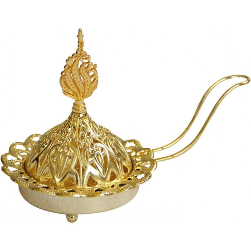 foto del prodotto bebusingoto bruciatore di incenso portatile in metallo dorato, in stile minimalista moderno, stile arabo mediorientale, portacandele
