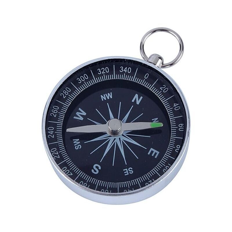 foto del prodotto bebusingoto bussola tascabile portatile in alluminio ad alta precisione 44 x 44 x 10 mm con quadrante bianco, bussola di sopravvivenza all aperto