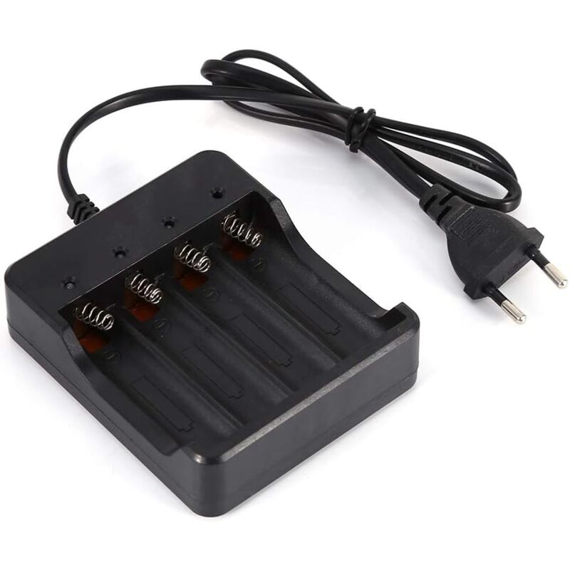 foto del prodotto bebusingoto caricabatterie a 4 slot per batteria ricaricabile al litio 18650, spina ue con funzione di carica anti inversione, buona qualit e buon