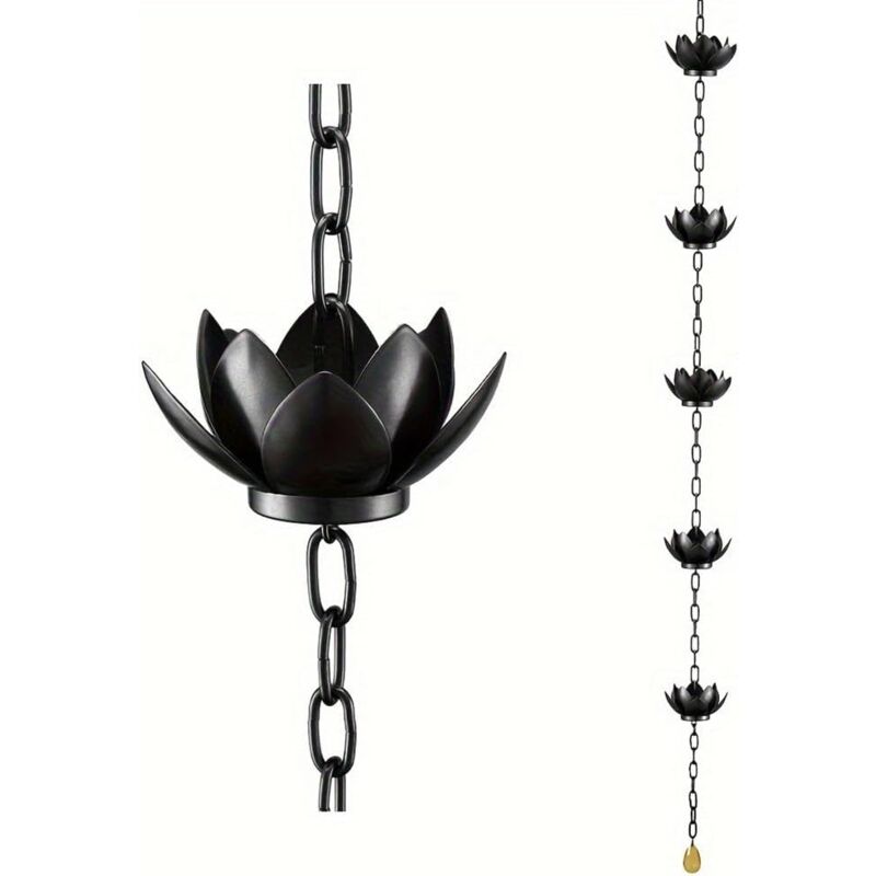foto del prodotto bebusingoto catena raccogli pioggia lotus per grondaia, sostituisce grondaie, tazze di deviazione, decorazione esterna