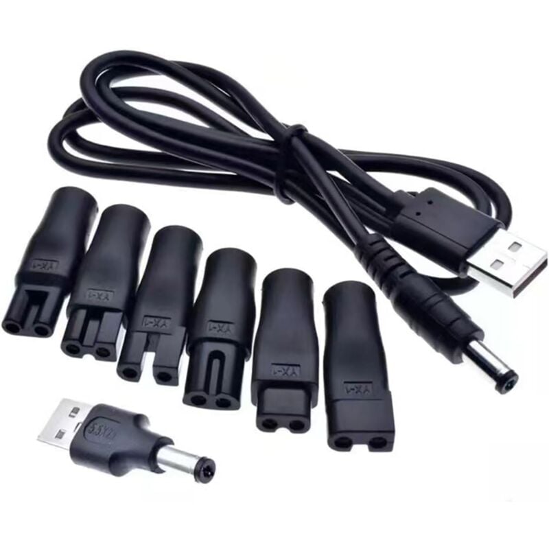foto del prodotto bebusingoto cavo di alimentazione usb 5v compatibile, caricabatterie per rasoio 5v, 6 prese usb multifunzione per tutti i tipi di tagliacapelli