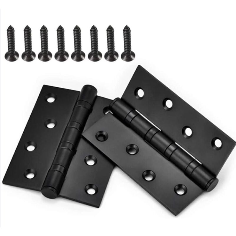 foto del prodotto bebusingoto cerniere per porte pieghevoli in acciaio inox nero con cuscinetto a sfera, confezione da 2, per mobili, fienili e garage, con viti.