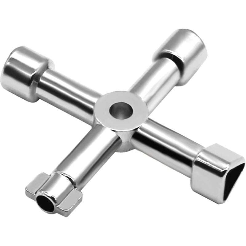 foto del prodotto bebusingoto chiave universale triangolare multifunzione a 4 vie, chiave universale a croce, per ascensori, armadi elettrici e valvole argento 