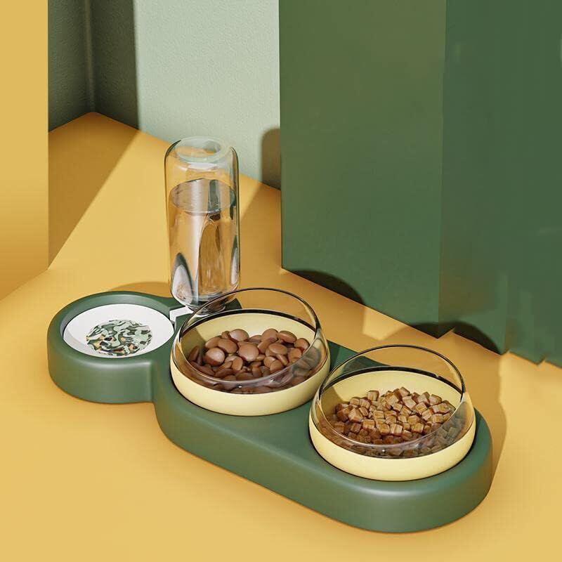 foto del prodotto bebusingoto ciotole per gatti, cibo e acqua, ciotole rialzate in plastica per gatti, borraccia automatica 3 in 1, ciotole doppie per animali