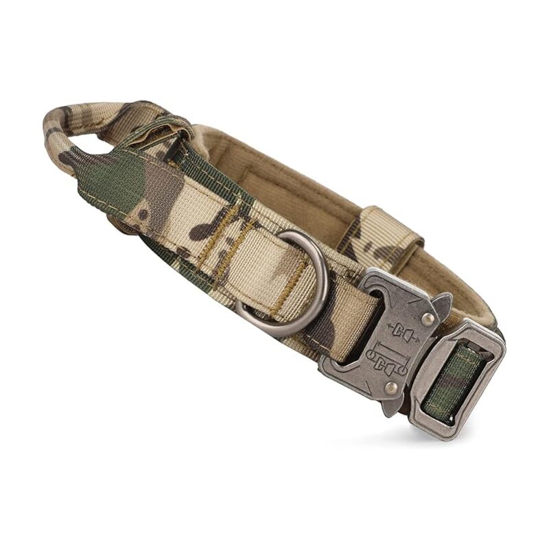 foto del prodotto bebusingoto collare tattico per cani con maniglia di controllo, collare militare in nylon regolabile, fibbia in metallo, imbottito per cani di
