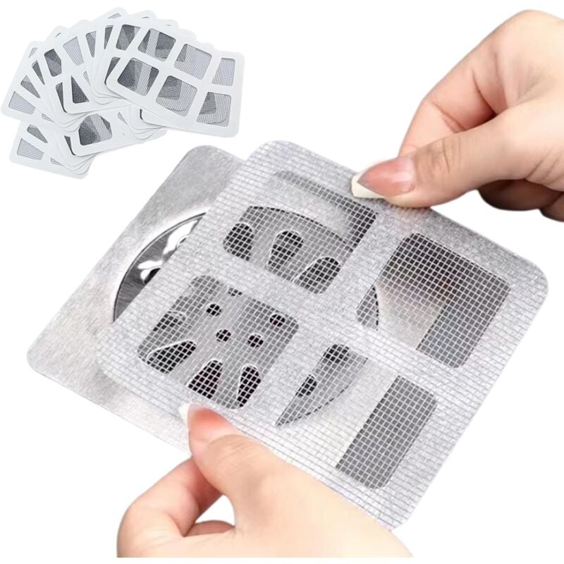 foto del prodotto bebusingoto confezione da 10 adesivi monouso per lo scarico dei capelli, copri scarico per pavimento della doccia da 10x10 cm, filtro a rete
