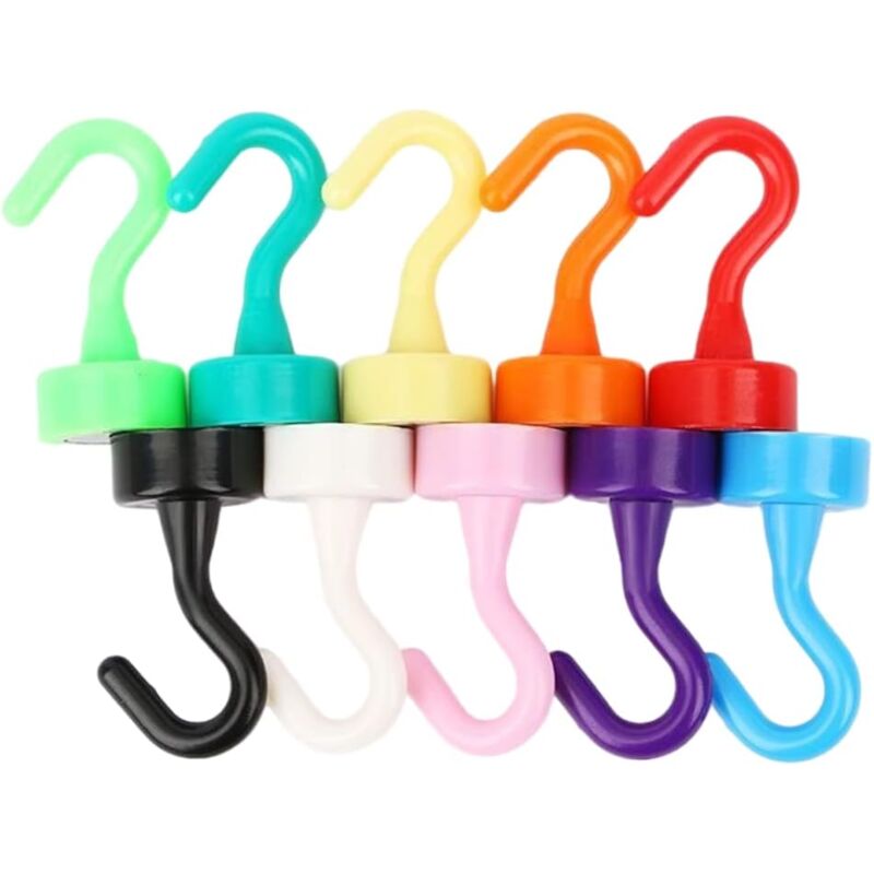 foto del prodotto bebusingoto confezione da 10 ganci magnetici colorati, ganci magnetici resistenti per frigoriferi, ganci magnetici per appendere chiavi,