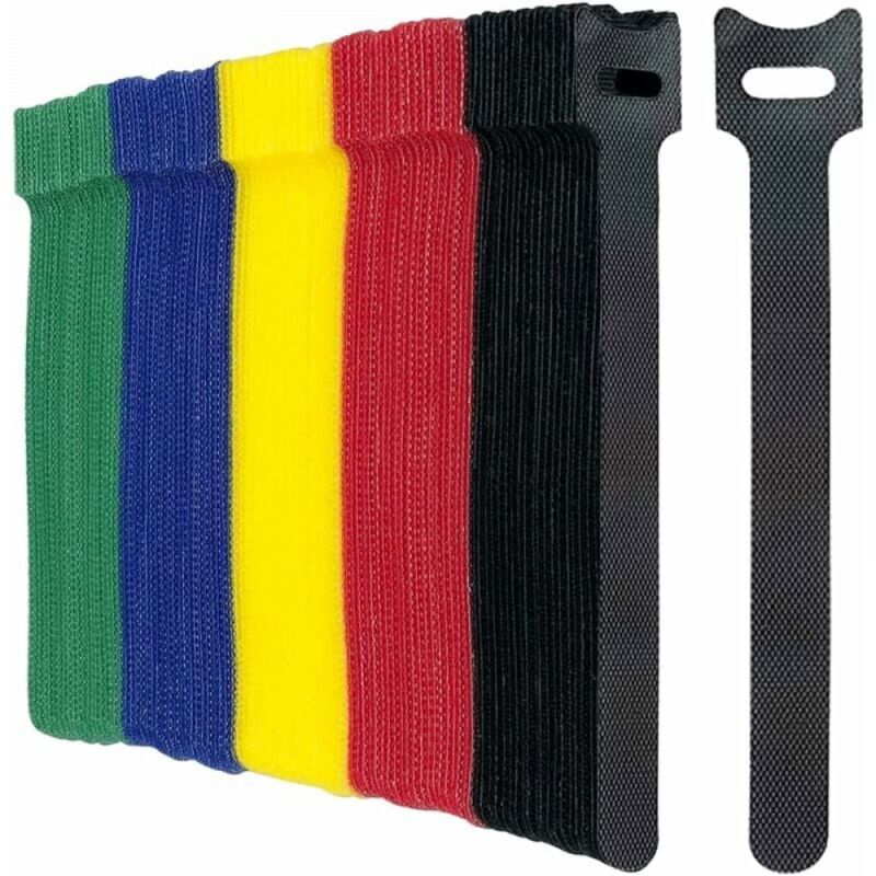foto del prodotto bebusingoto confezione da 100 fascette fermacavi multicolore, fascette fermacavi riutilizzabili con velcro e gancio e passante per l organizzazione