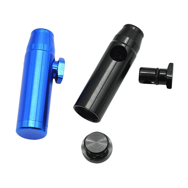 foto del prodotto bebusingoto confezione da 2 dispenser per tabacco da fiuto metallo stile amsterdam nero rocket bullet sniffer sniffer di alta qualit 