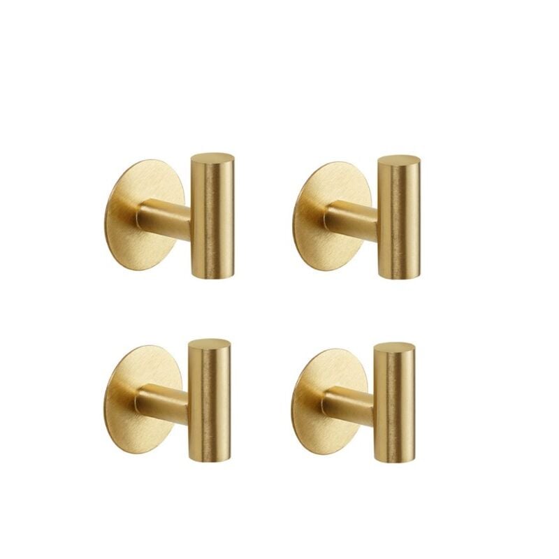 foto del prodotto bebusingoto confezione da 2 ganci adesivi in acciaio inossidabile sus304 color oro spazzolato ganci da parete resistenti e impermeabili per