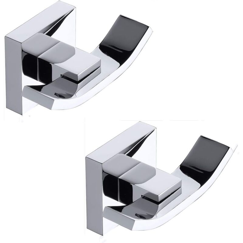 foto del prodotto bebusingoto confezione da 2 ganci per asciugamani da bagno, ganci per accappatoio, ganci doppi per accappatoio, finitura cromata lucida