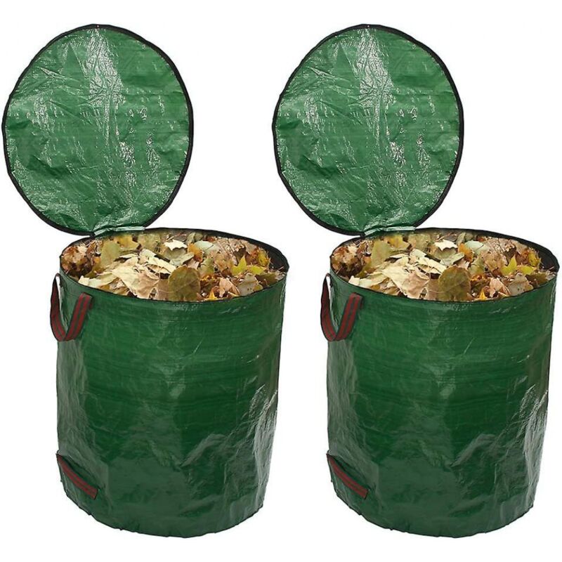 foto del prodotto bebusingoto confezione da 2 sacchi per rifiuti da giardino da 72 galloni con coperchio, sacco per foglie da giardino riutilizzabile e resistente