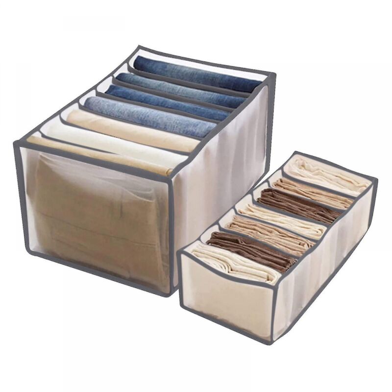 foto del prodotto bebusingoto confezione da 2 scatole portaoggetti lavabili a 7 scomparti per jeans e leggings 36 x 17 x 12 cm 36 x 25 x 20 cm 