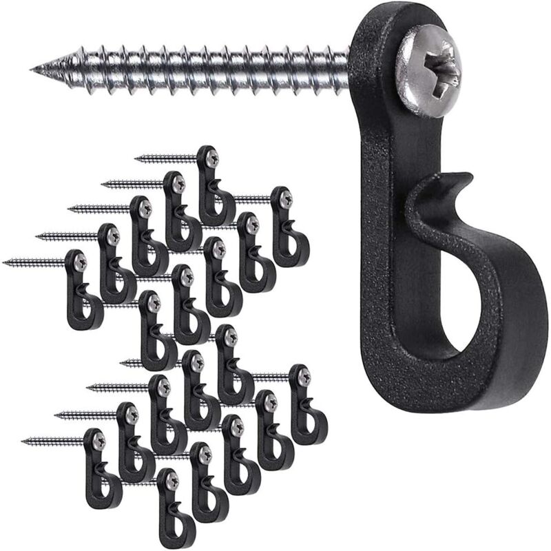 foto del prodotto bebusingoto confezione da 20 ganci a forma di q con viti a croce per garage, feste di capodanno all aperto e luci led a rilascio facile, capacit 