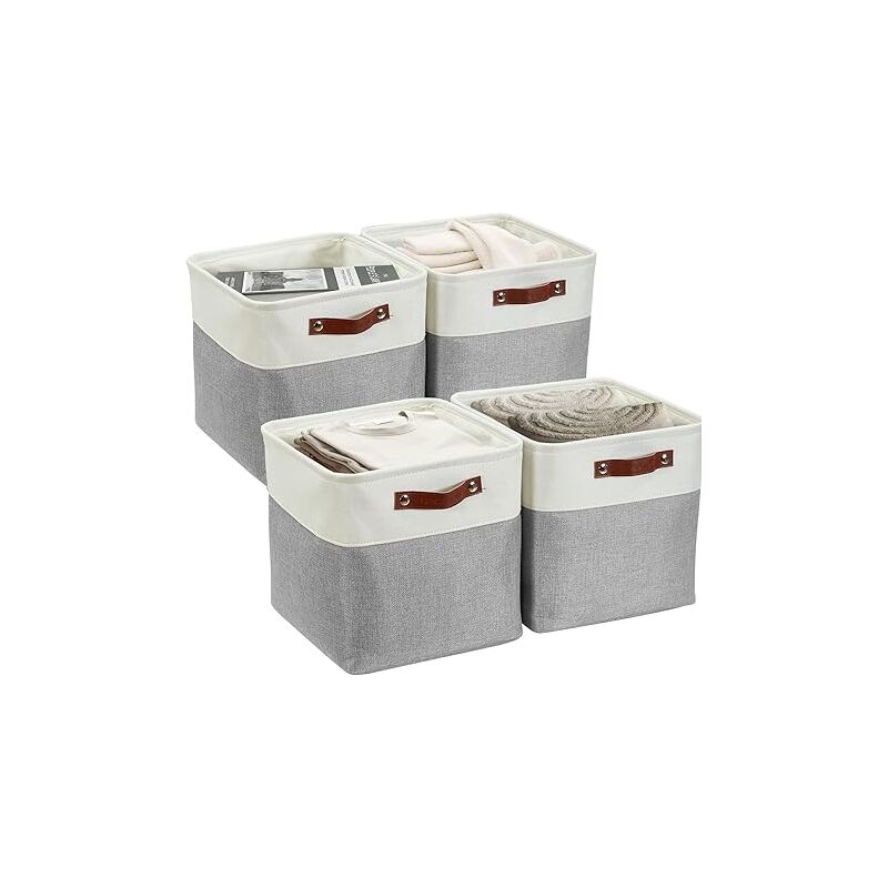 foto del prodotto bebusingoto confezione da 4 contenitori portaoggetti a cubo da 11 , contenitori organizer a cubo, cestini portaoggetti per organizzare scaffali,