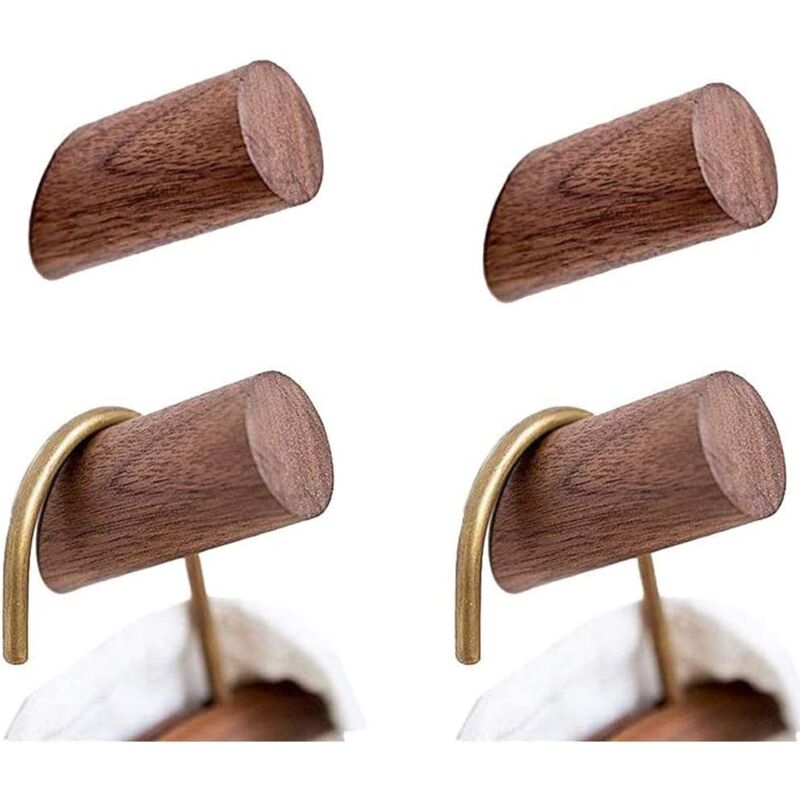 foto del prodotto bebusingoto confezione da 4 ganci appendiabiti in legno da parete, rustici, resistenti, in legno, per appendere asciugamani e vestiti legno di