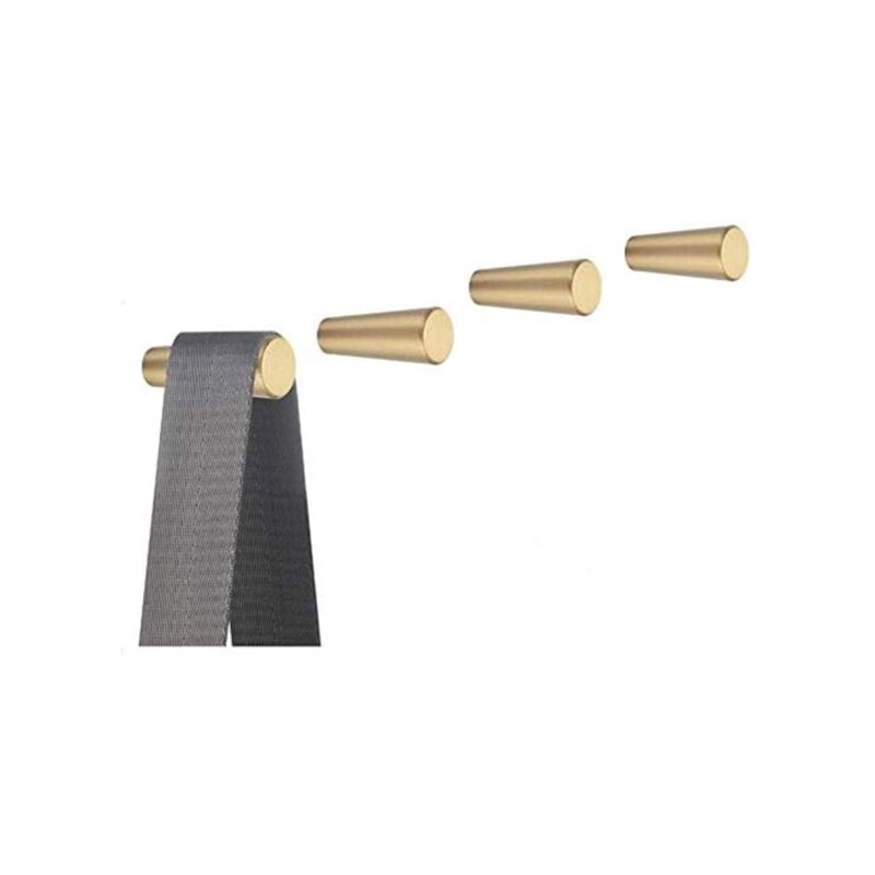 foto del prodotto bebusingoto confezione da 4 ganci da parete in ottone spazzolato, 40 mm x 15 mm, ganci per asciugamani da bagno dorati, ganci per accappatoi,