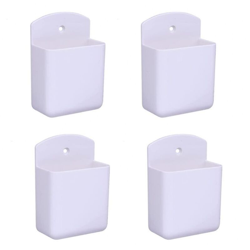 foto del prodotto bebusingoto confezione da 4 porta telecomandi bianchi, scatola portaoggetti da parete per ufficio, camera da letto, casa, scatola autoadesiva