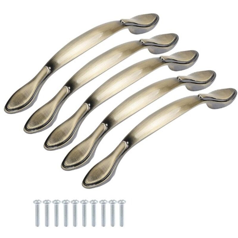 foto del prodotto bebusingoto confezione da 5 maniglie vintage per ante di mobili e armadi, lunghe 13 cm foro centrale 9,6 cm , color bronzo verde.