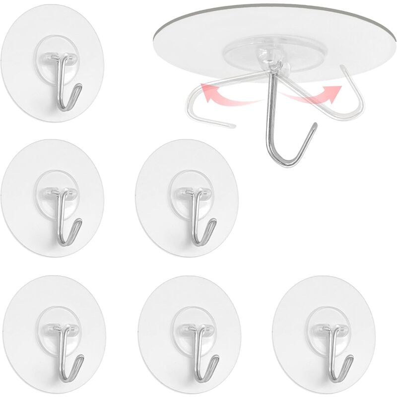 foto del prodotto bebusingoto confezione da 6 ganci adesivi da parete, ganci adesivi, gancio da parete, ganci adesivi impermeabili, per cucina e bagno, porta, m
