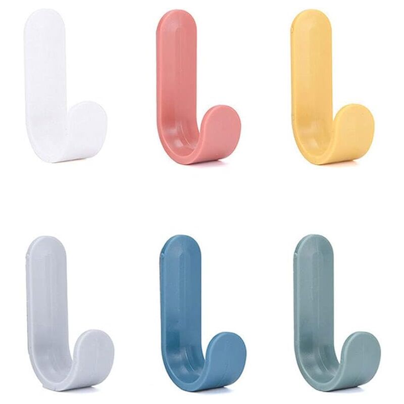 foto del prodotto bebusingoto confezione da 6 ganci adesivi da parete, ganci per sciarpe, ganci per utensili da cucina, ganci per chiavi in plastica, sagomati