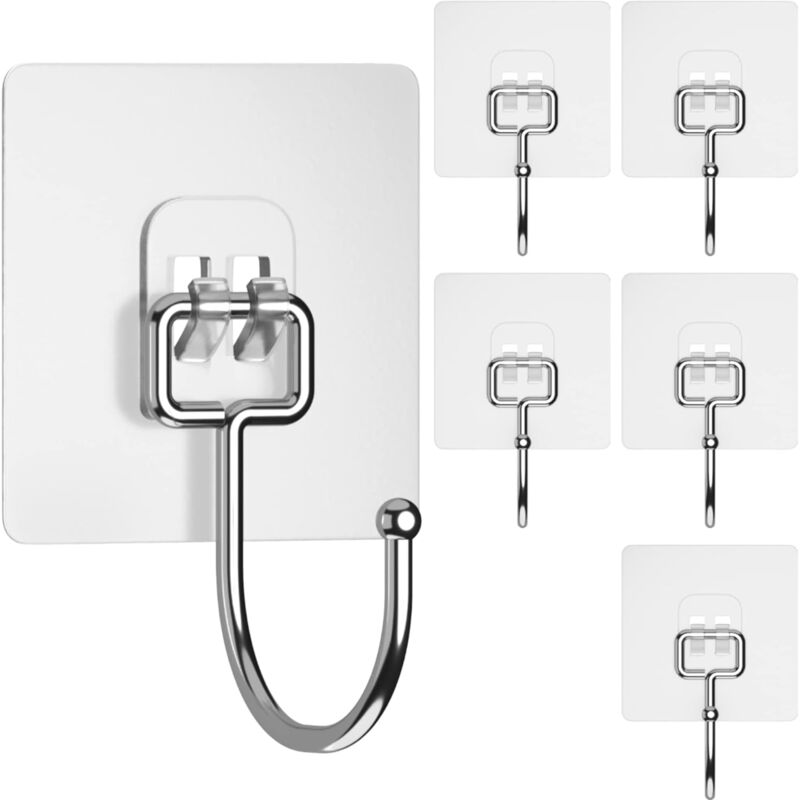 foto del prodotto bebusingoto confezione da 6 ganci adesivi grandi di alta qualit per appendere ganci da parete resistenti fino a 24 libbre.