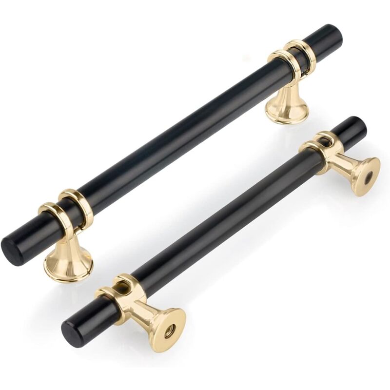 foto del prodotto bebusingoto confezione da 6 maniglie per ante di mobili con barra a t da 128 mm, moderne maniglie in lega di zinco per cucina, camera da letto e