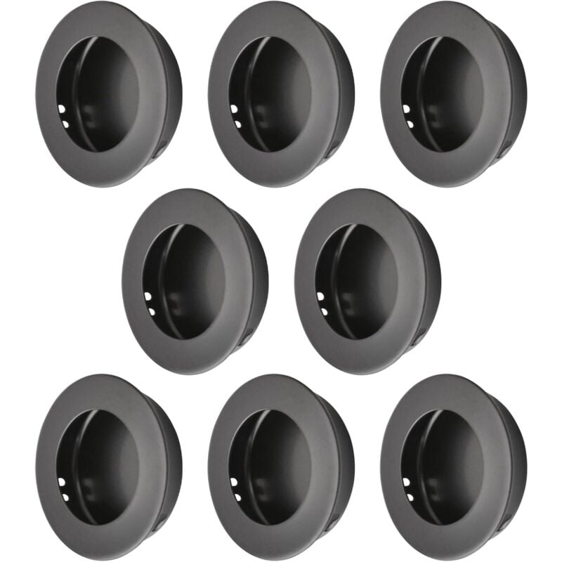 foto del prodotto bebusingoto confezione da 8 maniglie per porte scorrevoli da cucina in acciaio inox rotonde da incasso nero 