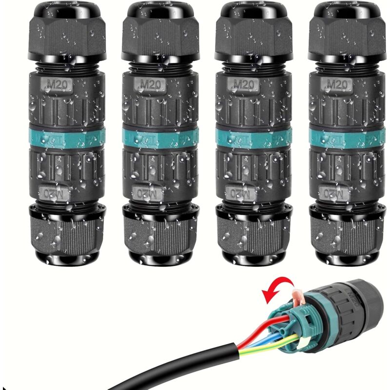 foto del prodotto bebusingoto connettore elettrico impermeabile ip68 scatola di giunzione impermeabile per esterni con connettore per cavo a 3 fili, scatola di