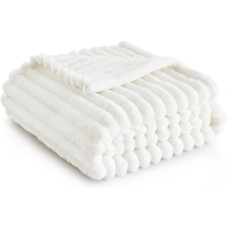 foto del prodotto bebusingoto coperta bianca per divano coperte super morbide e accoglienti per donne, graziosa coperta in pile per ragazze, 100 x 150 cm