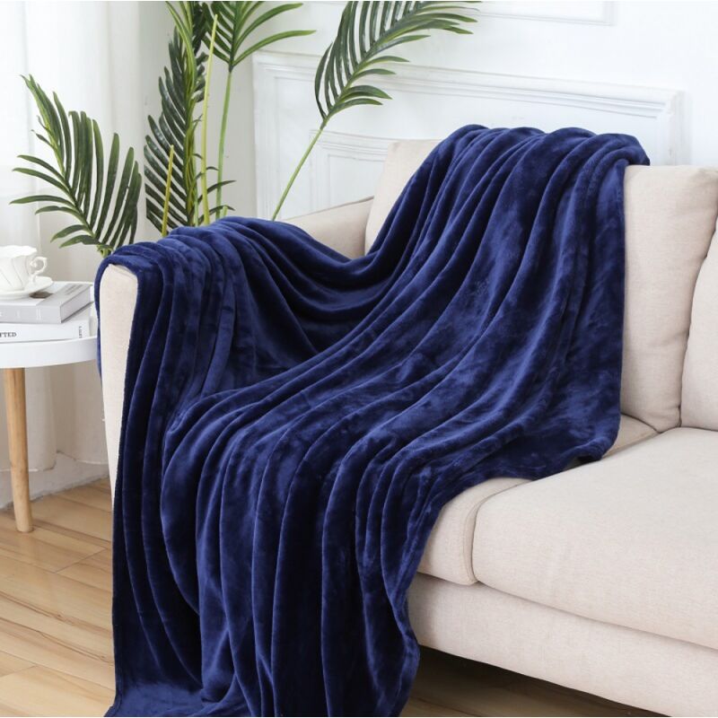 foto del prodotto bebusingoto coperta in peluche blu navy 150 x 200 cm , coperta in flanella super morbida e accogliente per divano, coperta in microfibra leggera