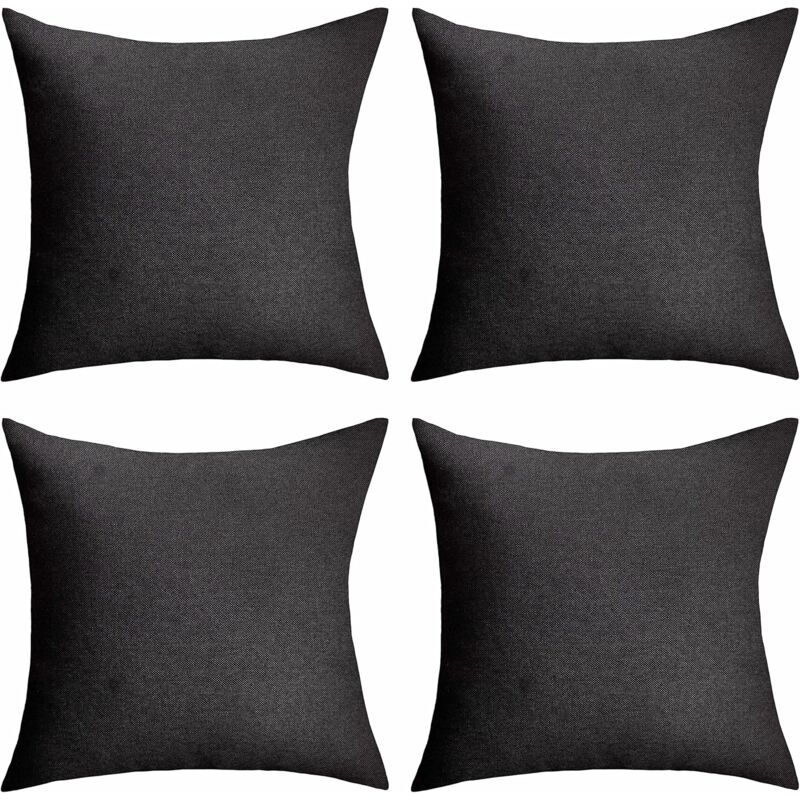 foto del prodotto bebusingoto copricuscini da esterno in lino nero, impermeabili, decorativi, per sedie, 45,7 x 45,7 cm, set da 4, nero