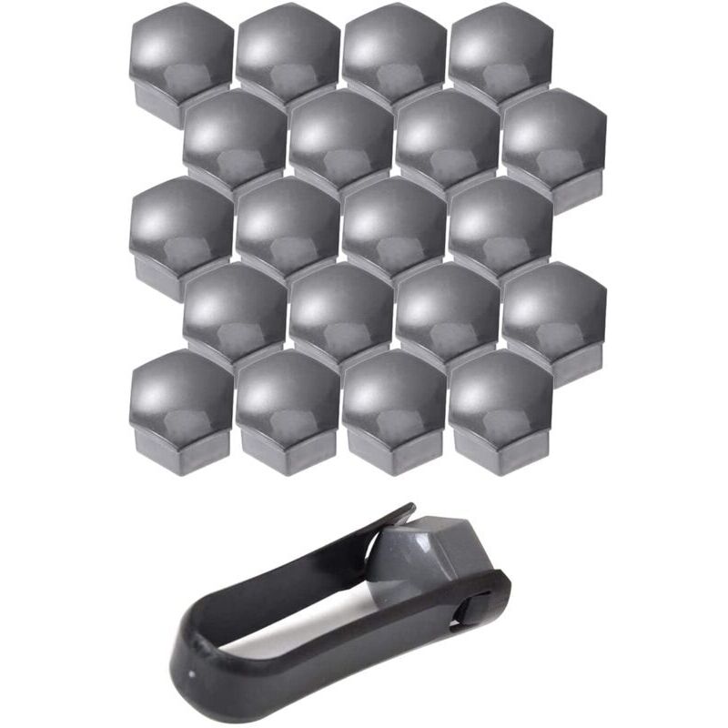 foto del prodotto bebusingoto copridadi da 17 mm, 20 pezzi copridadi da 17 mm, tappi di protezione esagonali per dadi ruota, copribulloni universali da 17 mm grigio 