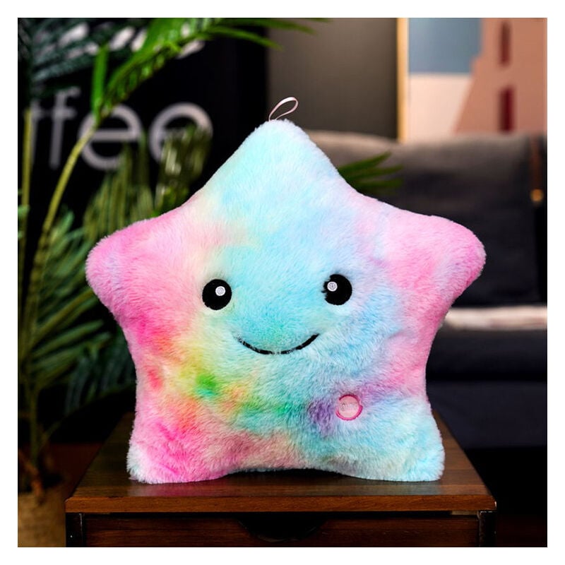 foto del prodotto bebusingoto cuscino a forma di stella con luce notturna a led, peluche a forma di stella, multicolore