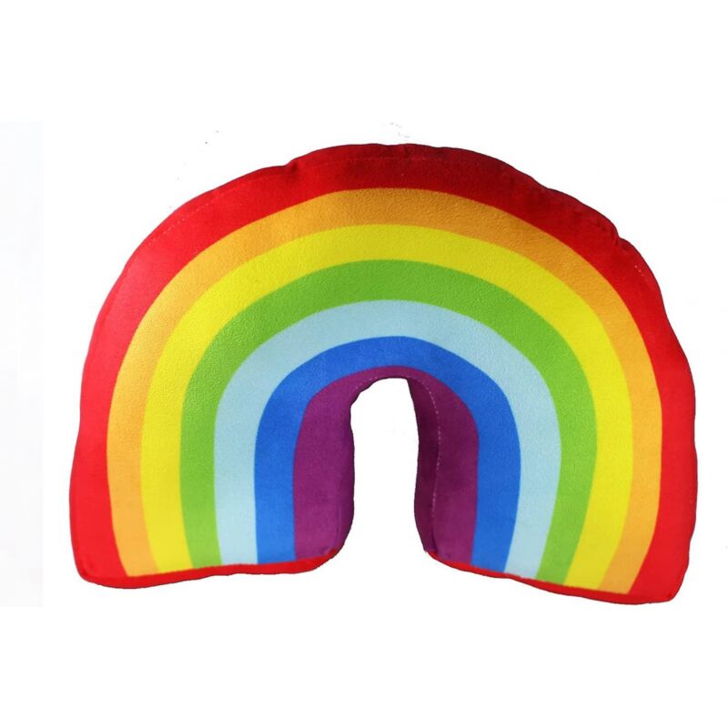 foto del prodotto bebusingoto cuscino arcobaleno da 13,7 pollici per bambine, decorazione per letto, cuscino di peluche arcobaleno per divani e poltrone