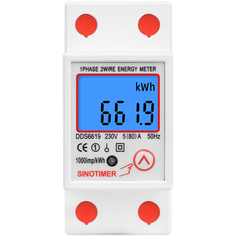 foto del prodotto bebusingoto dds6619 012 contatore elettronico multifunzione monofase display lcd retroilluminato guida din 5 80a 230v dimensioni 