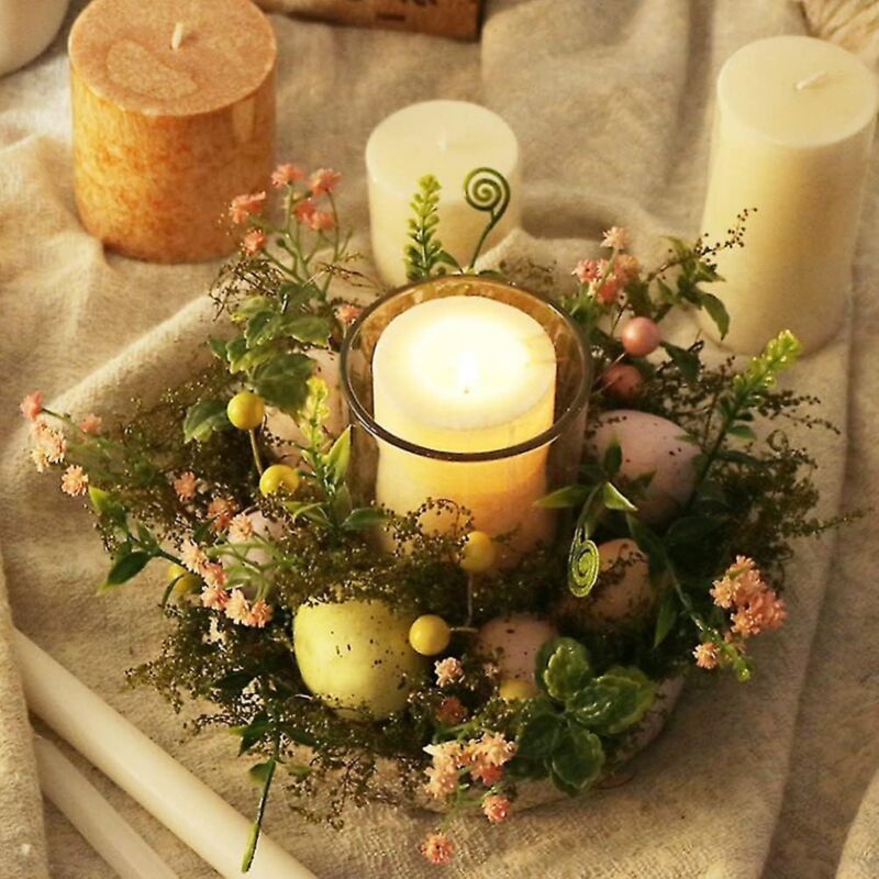 foto del prodotto bebusingoto decorazioni pasquali, portacandele pasquale, portacandele in vetro a forma di uovo di pasqua, portacandele con corona