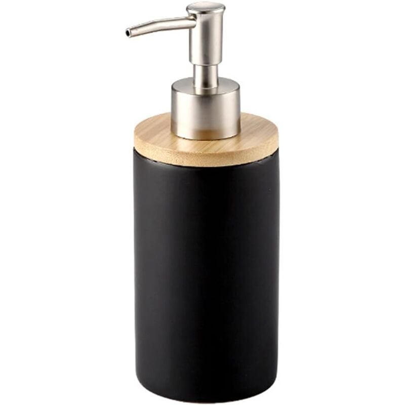 immagine 0 del prodotto bebusingoto dispenser di sapone liquido in ceramica da 400 ml, stile nordico, ideale per cucina e bagno, nero, bottiglia, 1 confezione
