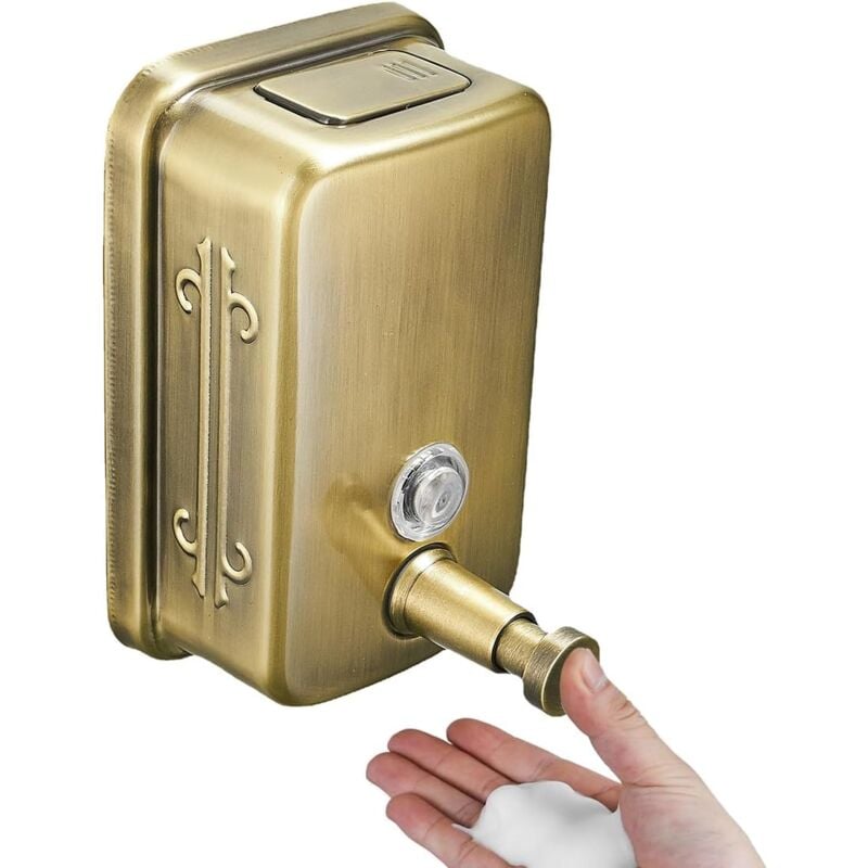 foto del prodotto bebusingoto - distributore di sapone da parete commerciale in acciaio inossidabile, grande capacità, design antiruggine per bagno oro