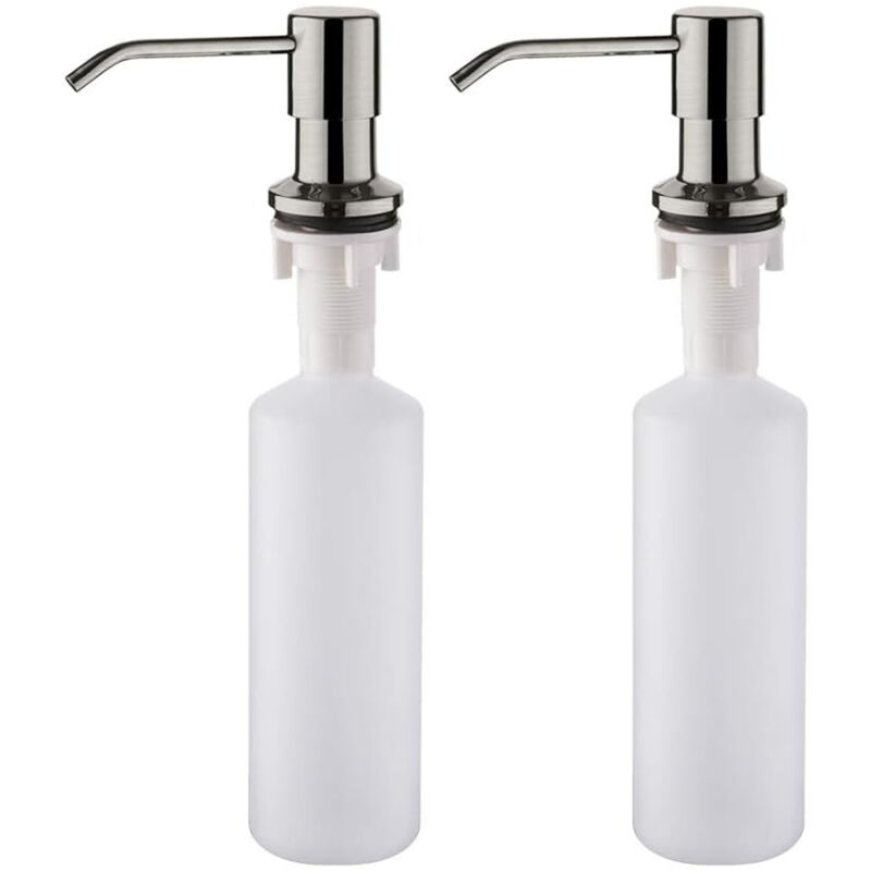 foto del prodotto bebusingoto distributore di sapone liquido per lavello da cucina da 500 ml, distributore di lavastoviglie nascosto, nichel spazzolato, grigio