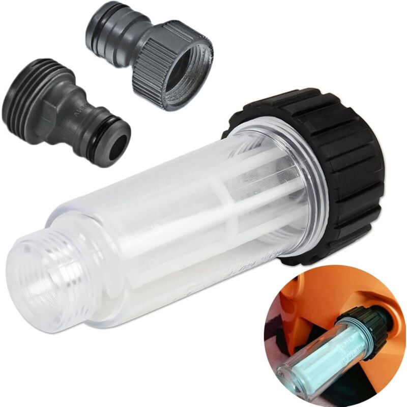 foto del prodotto bebusingoto filtro acqua per idropulitrice ad alta pressione attacco da 3 4 con 2 raccordi a innesto filtro antisabbia per pompa acqua compatibile