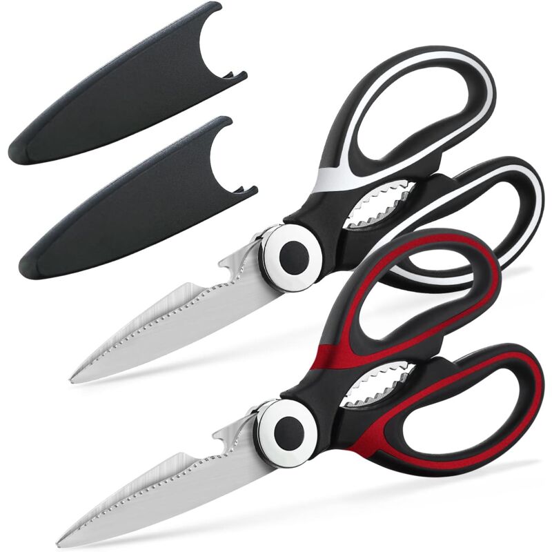 foto del prodotto bebusingoto forbici da cucina in acciaio inox affilate e resistenti, con fodero, multiuso per la carne.