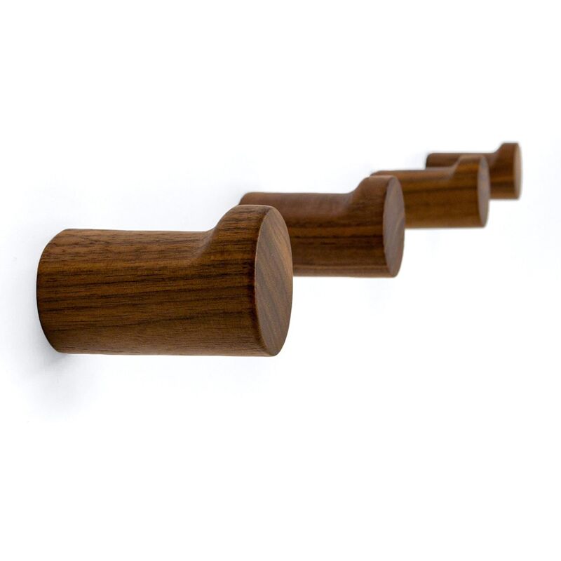 foto del prodotto bebusingoto ganci da parete in legno naturale set da 4 moderni minimalisti ganci decorativi in legno fatti a mano per appendere cappelli e