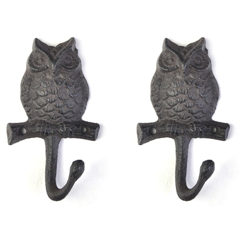 foto del prodotto bebusingoto - ganci da parete vintage in ghisa gufo , finitura anticata, in metallo, a forma di testa di animale, decorativi, accessori per la casa.