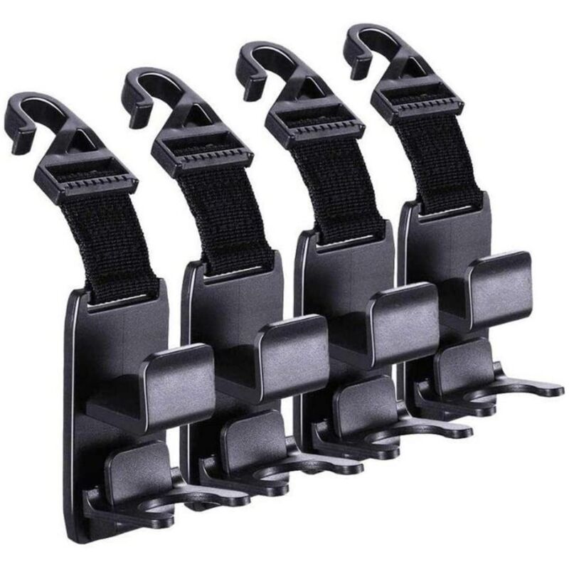 foto del prodotto bebusingoto ganci magici per poggiatesta auto, supporto per poggiatesta per borsa, nero, confezione da 4