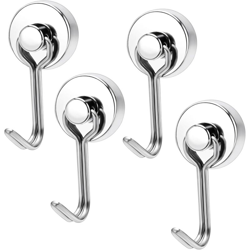 foto del prodotto bebusingoto ganci magnetici, confezione da 4 ganci magnetici argentati, ganci magnetici extra forti, capacit di carico verticale 0 15 kg, ganci