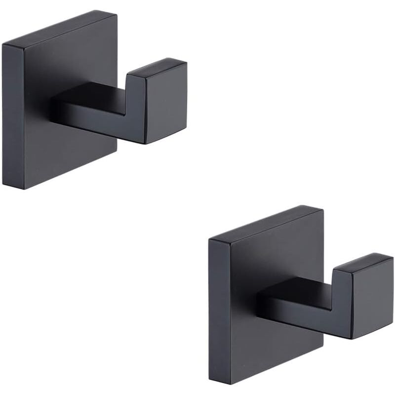foto del prodotto bebusingoto ganci per asciugamani da bagno neri opachi, confezione da 2 in acciaio inox, ganci da parete resistenti per bagno e cucina, stile